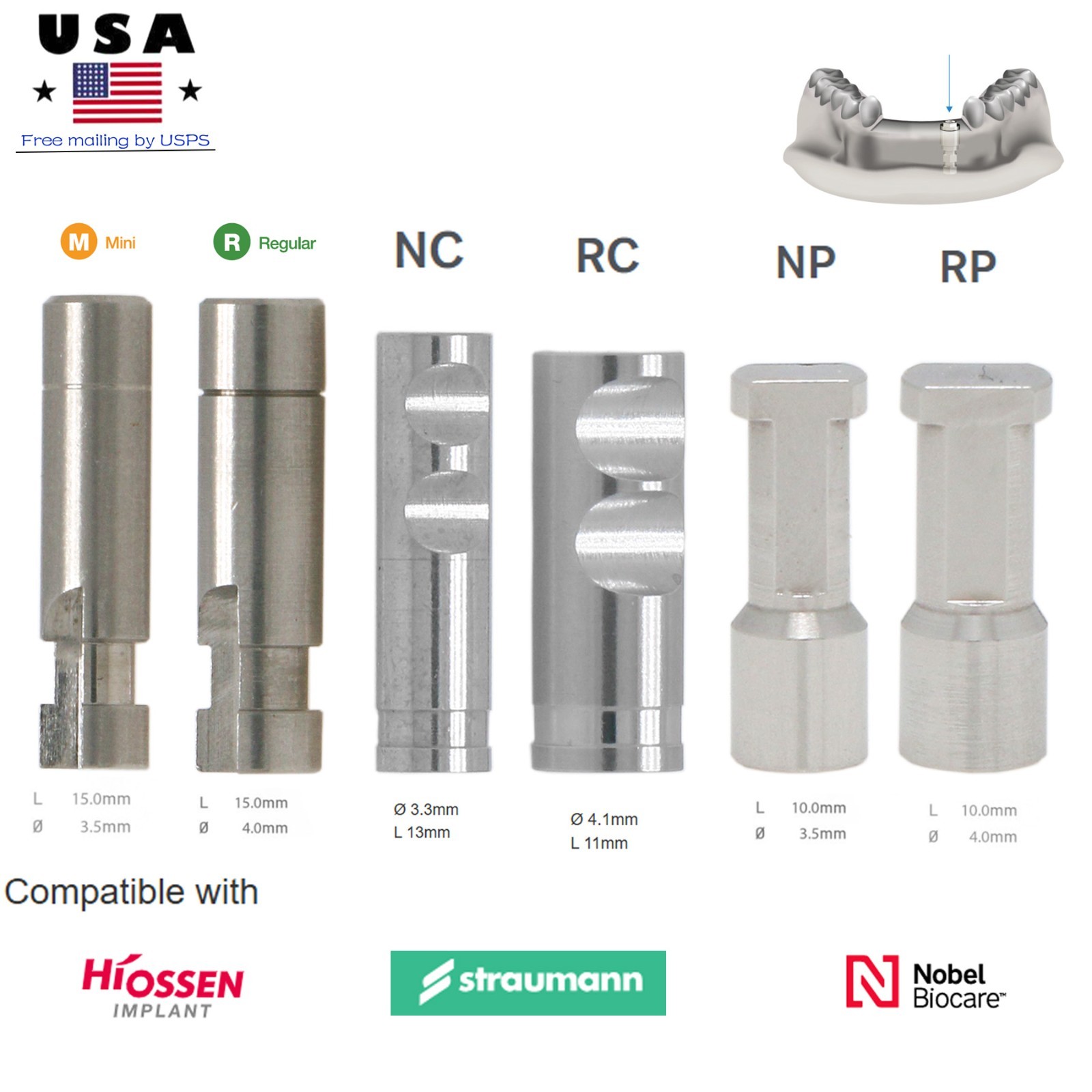 Implant Lab Internal Hex Analog For Nobel Biocare/Straumann ITI /Hiossen Osstem