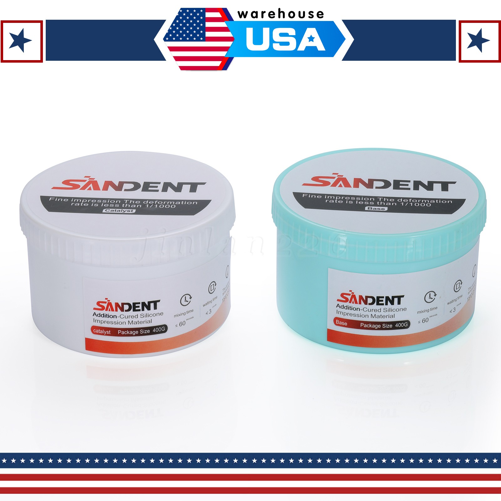 Dental VPS Putty Regular Set Impression Material, 400 g Base and 400 g Catalyst