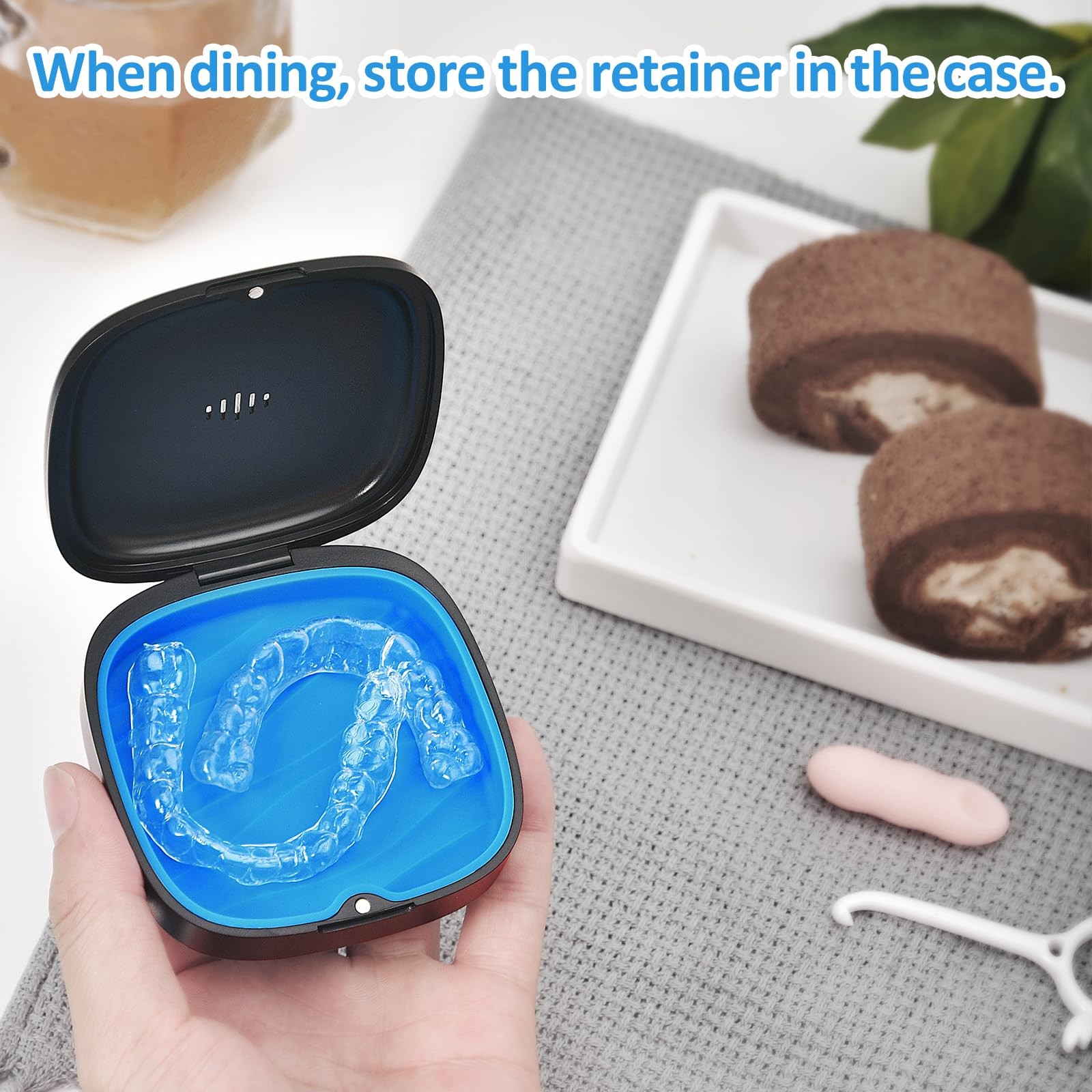 Gaboolo 2 Pack Retainer Case Slim 3.46×3.46×1.14 Inch, 2Pack Black Blue