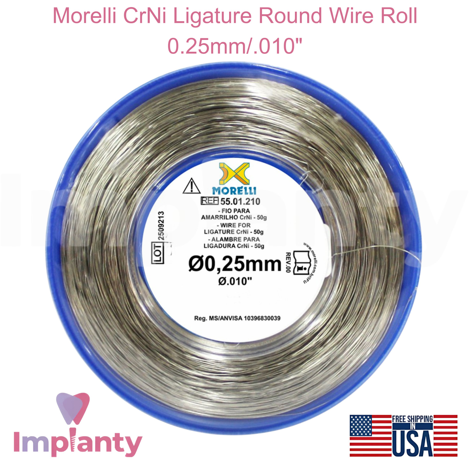 Morelli CrNi Ligature Round Dental Wire Roll 0.25mm/.010″ 0rthodontic Tool