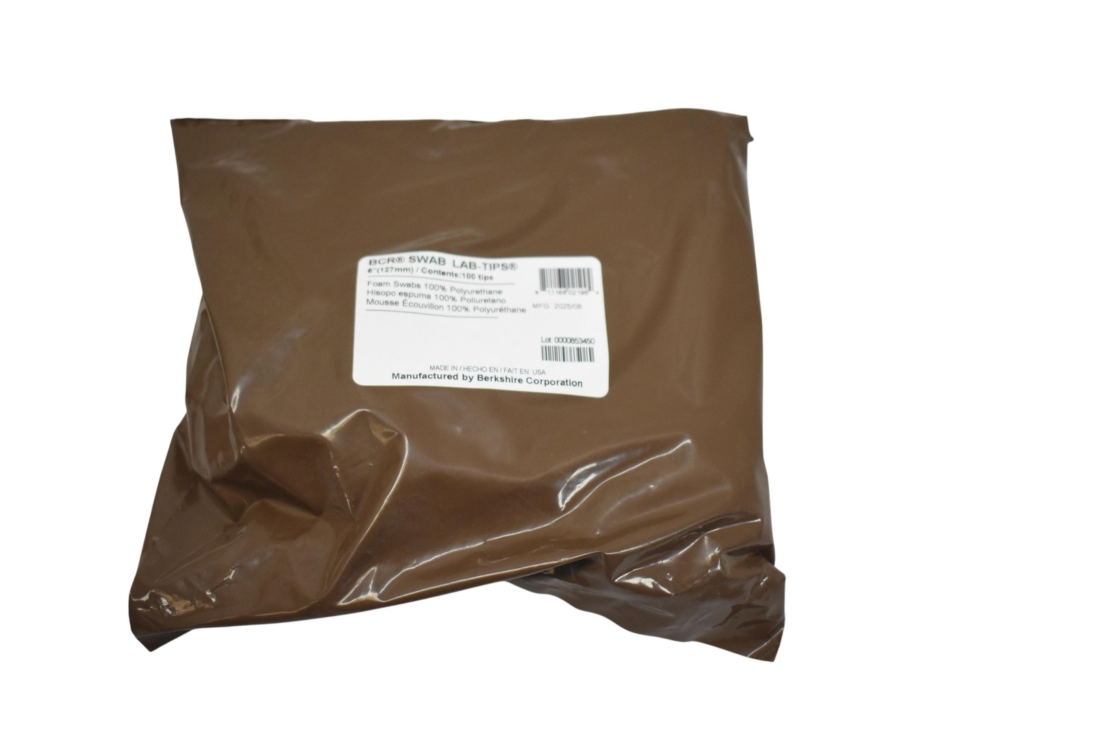 Berkshire BCR Swab Lab-Tips 5in Foam Swabs 100% Polyurethane 100 Tips USA