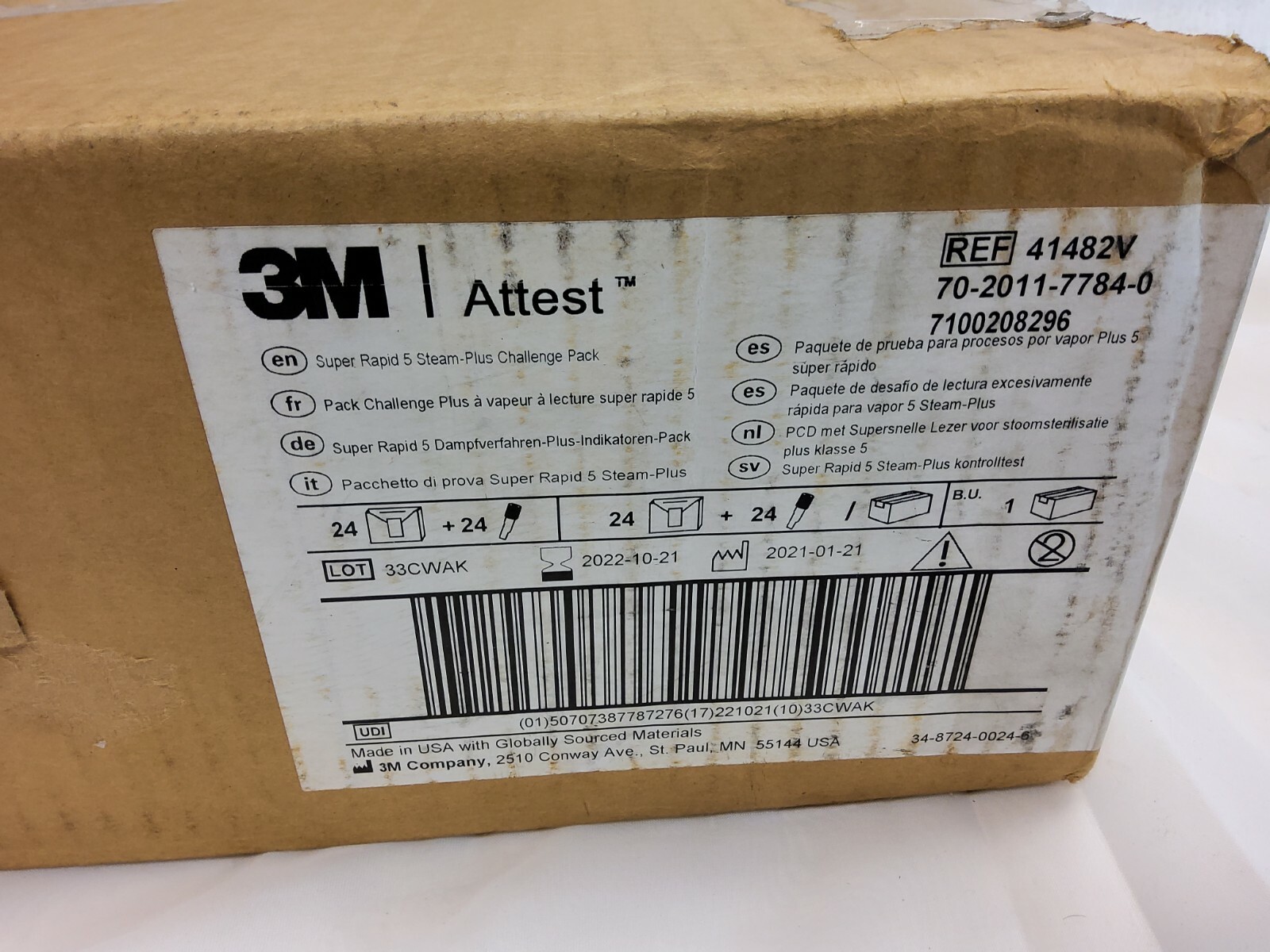 New 3M ATTEST super rapid 5 steam plus challenge pack 41482V 2022 Box of 24