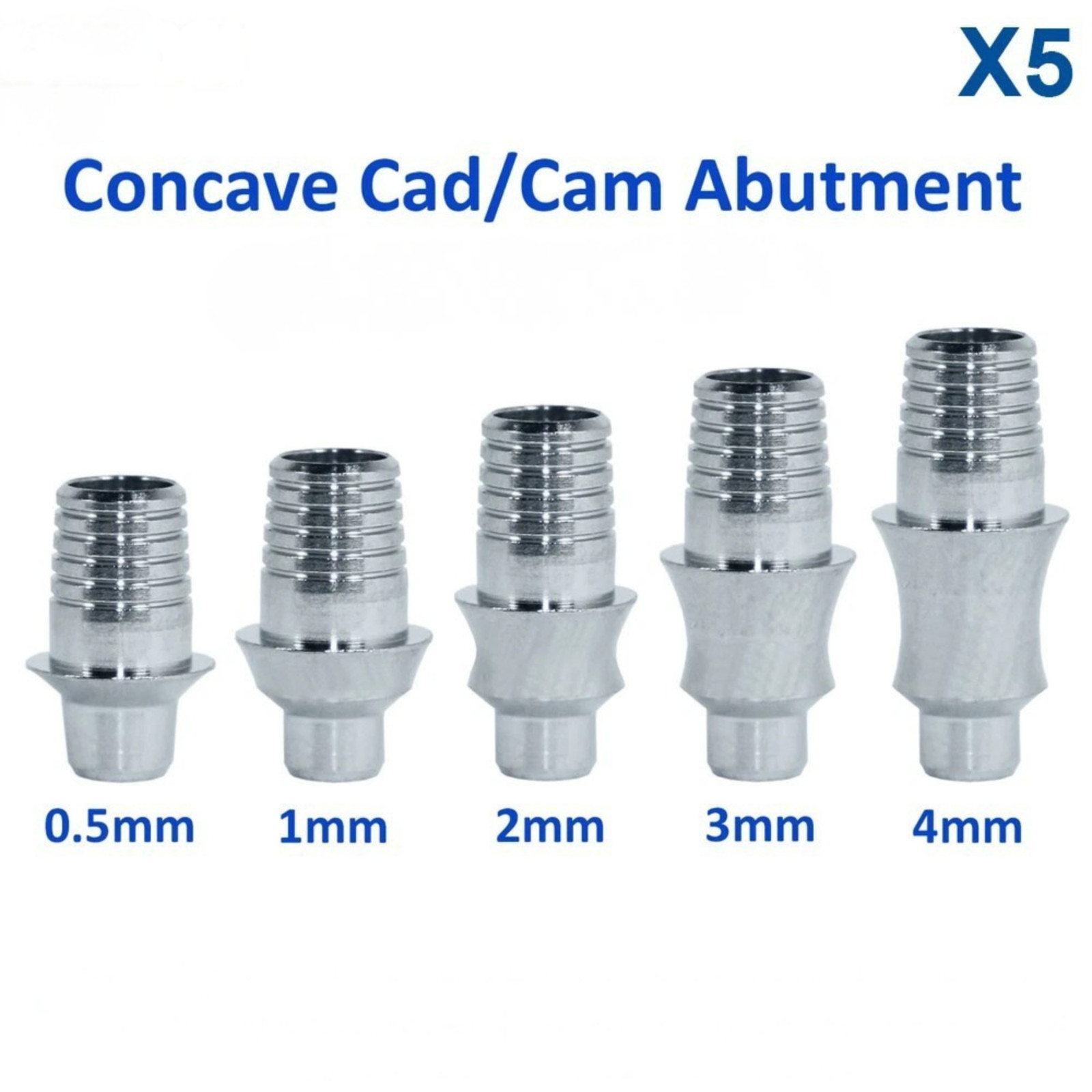 5x Dental Fixture Ti-Base Concave CAD/CAM Rotational Adapter Head 0.5-4mm