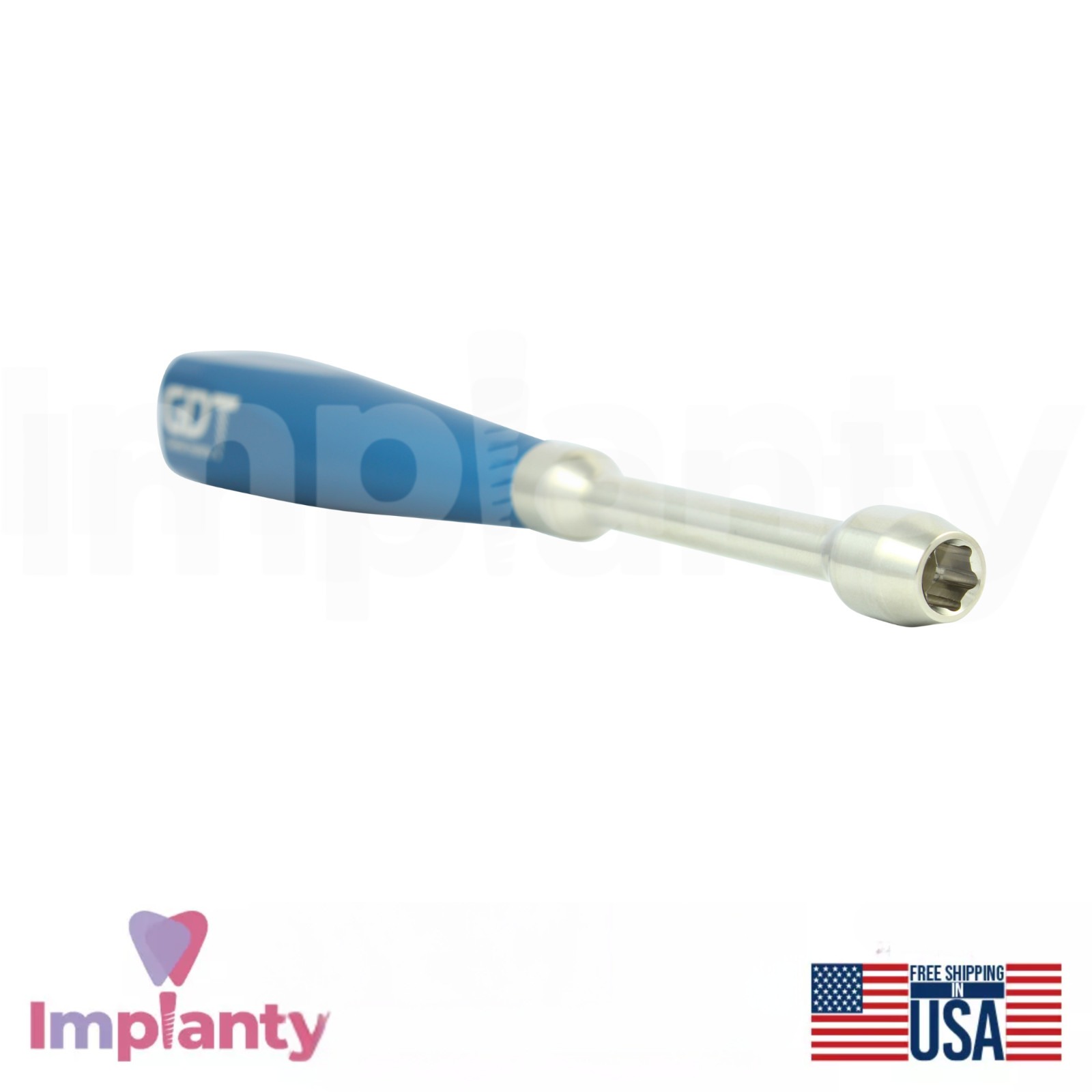 GDT Long Hand Dental Wrench Driver Adapter 6.35mm Hex Size Stainless Steel