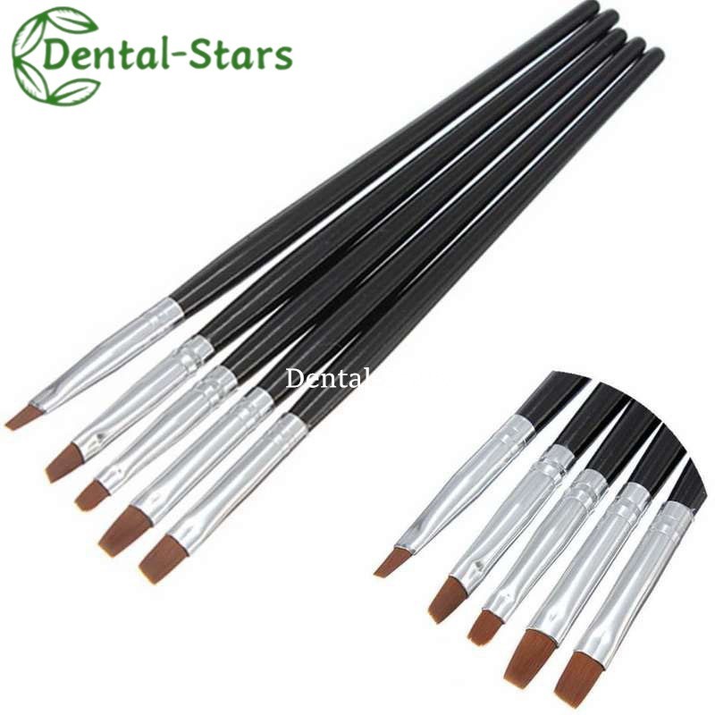 5Pcs/Kit Dental Composite Shaping Brush Pen Resin Veneer Cement Porcelain Pens