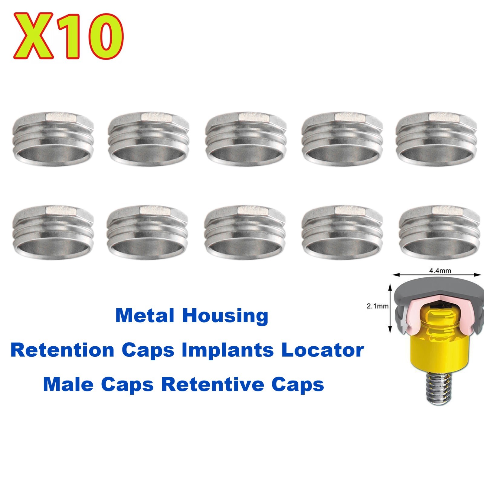10Pcs Dental Locator Overdenture Abutments Retention Caps For Implant Inserts