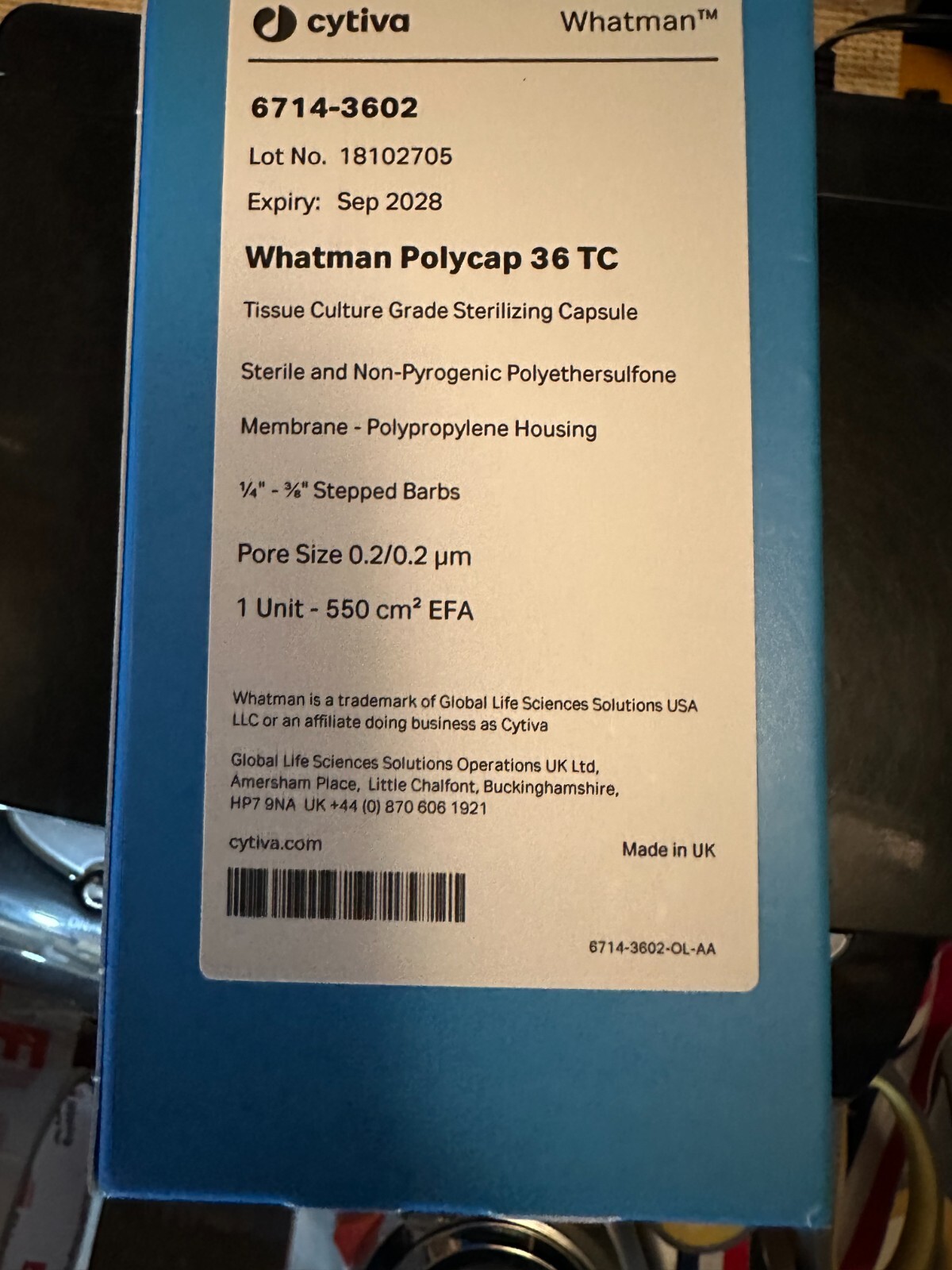 Cytiva Polycap 36 TC Capsule Filter 0.2/0.2µm sterile 6714-3602 NEW