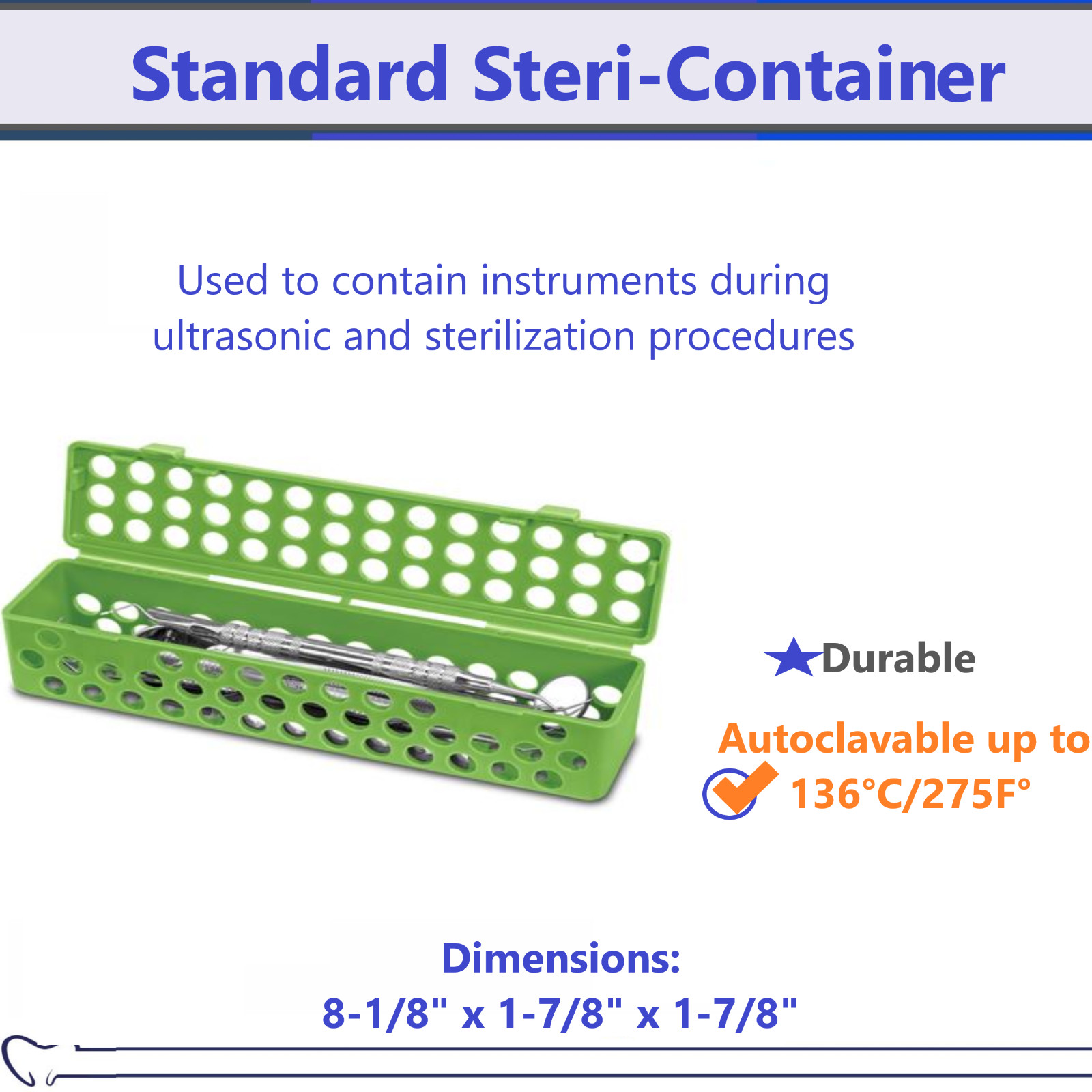 Dental Surgical Medical Instruments Sterilization Cassette, Autoclave to 275F