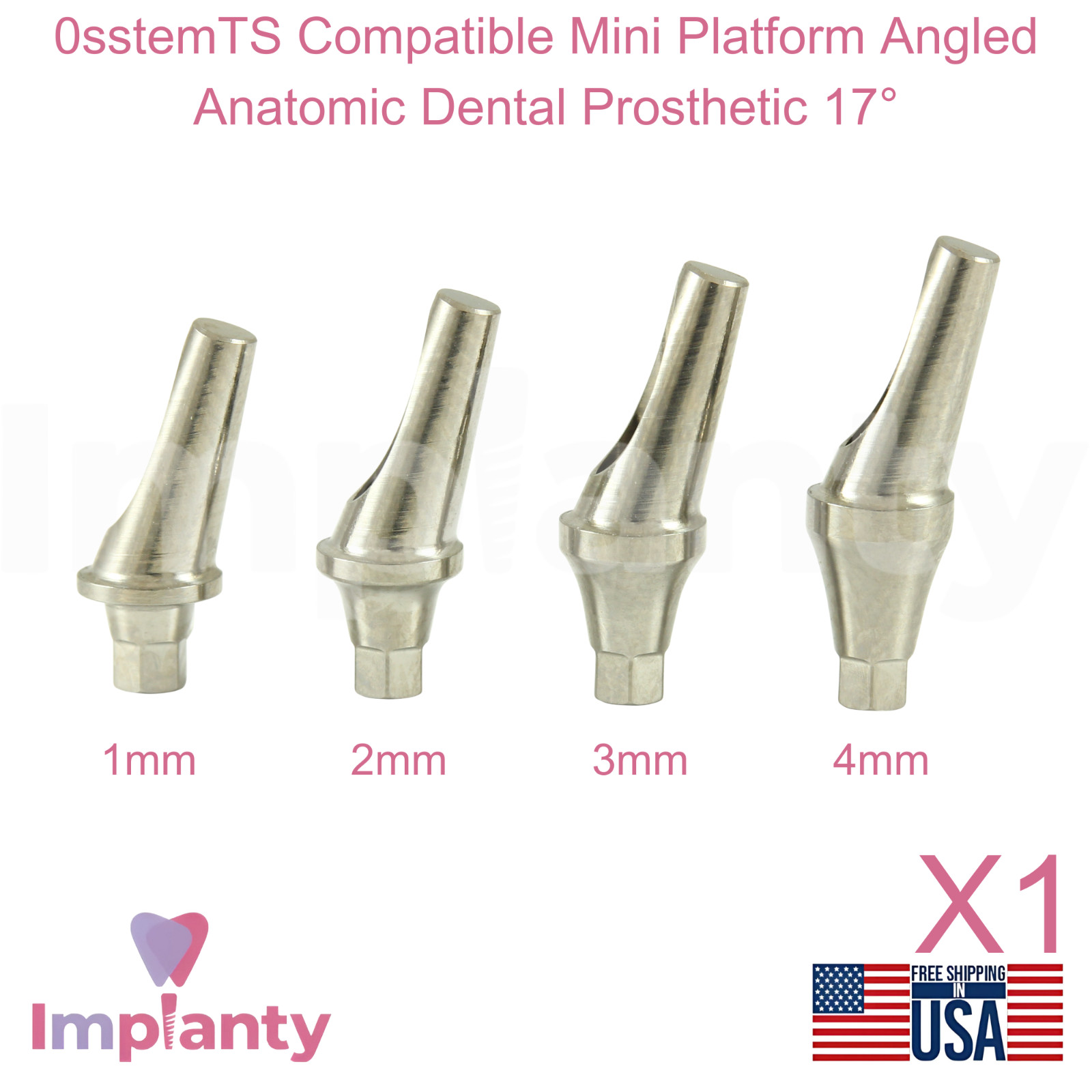 0sstemTS Compatible Mini Platform Angled Anatomic Dental Prosthetic 17°