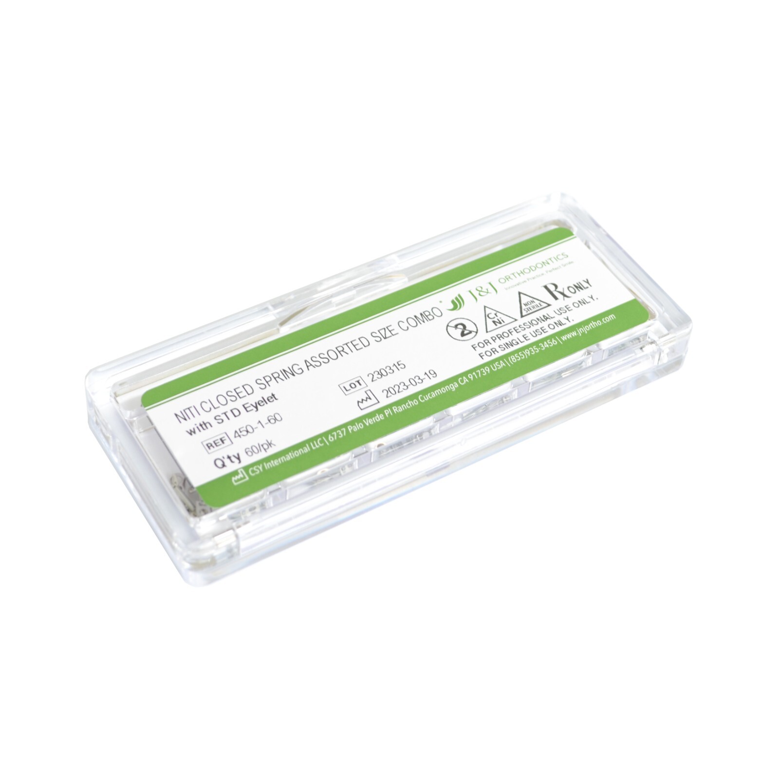J&J Ortho™ Orthodontic NiTi Spring Closed Coil Sorted Size with Box (60/pk)