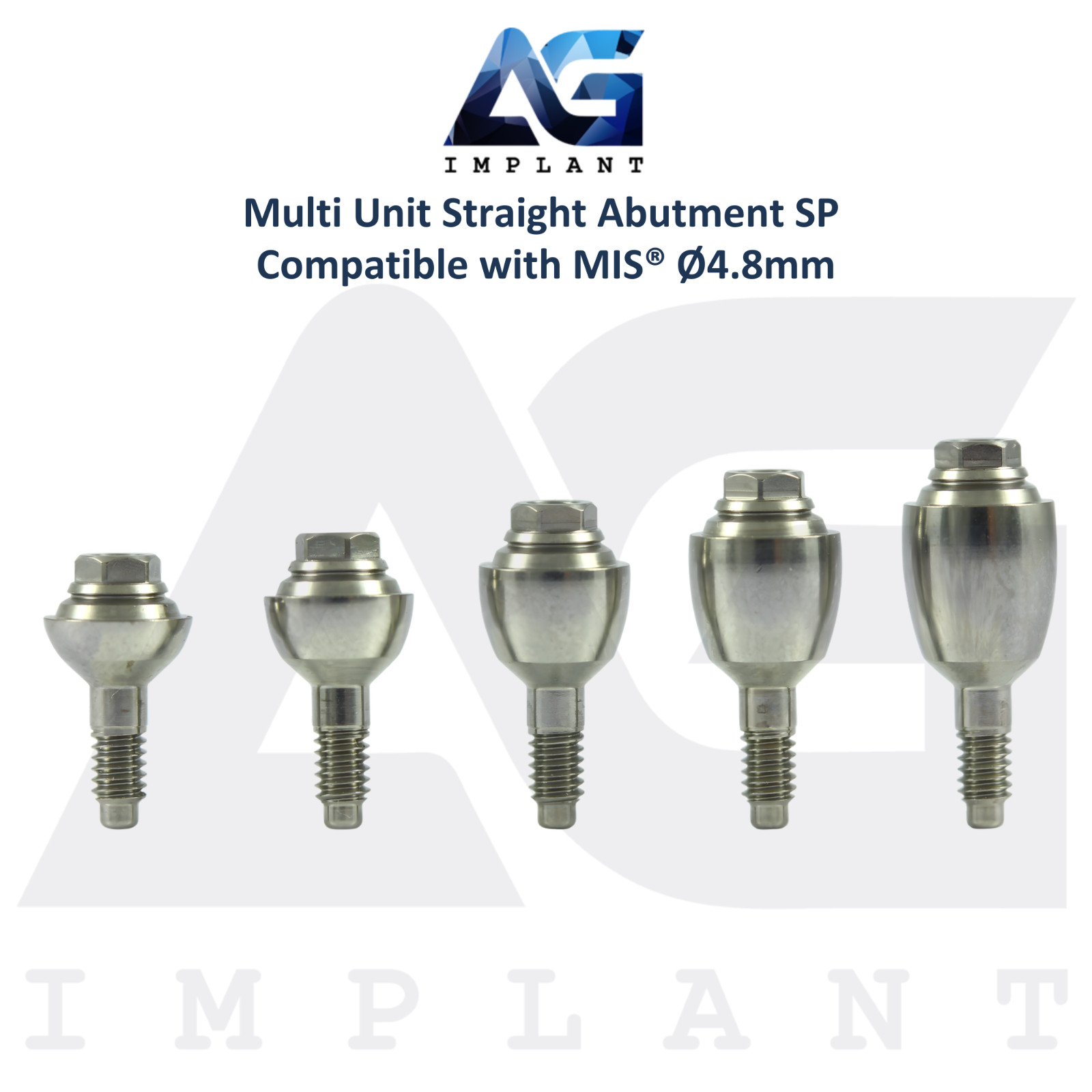 5 Multi Unit Straight Prosthetic MIS® Seven Standard Platform Compatible 4.8mm