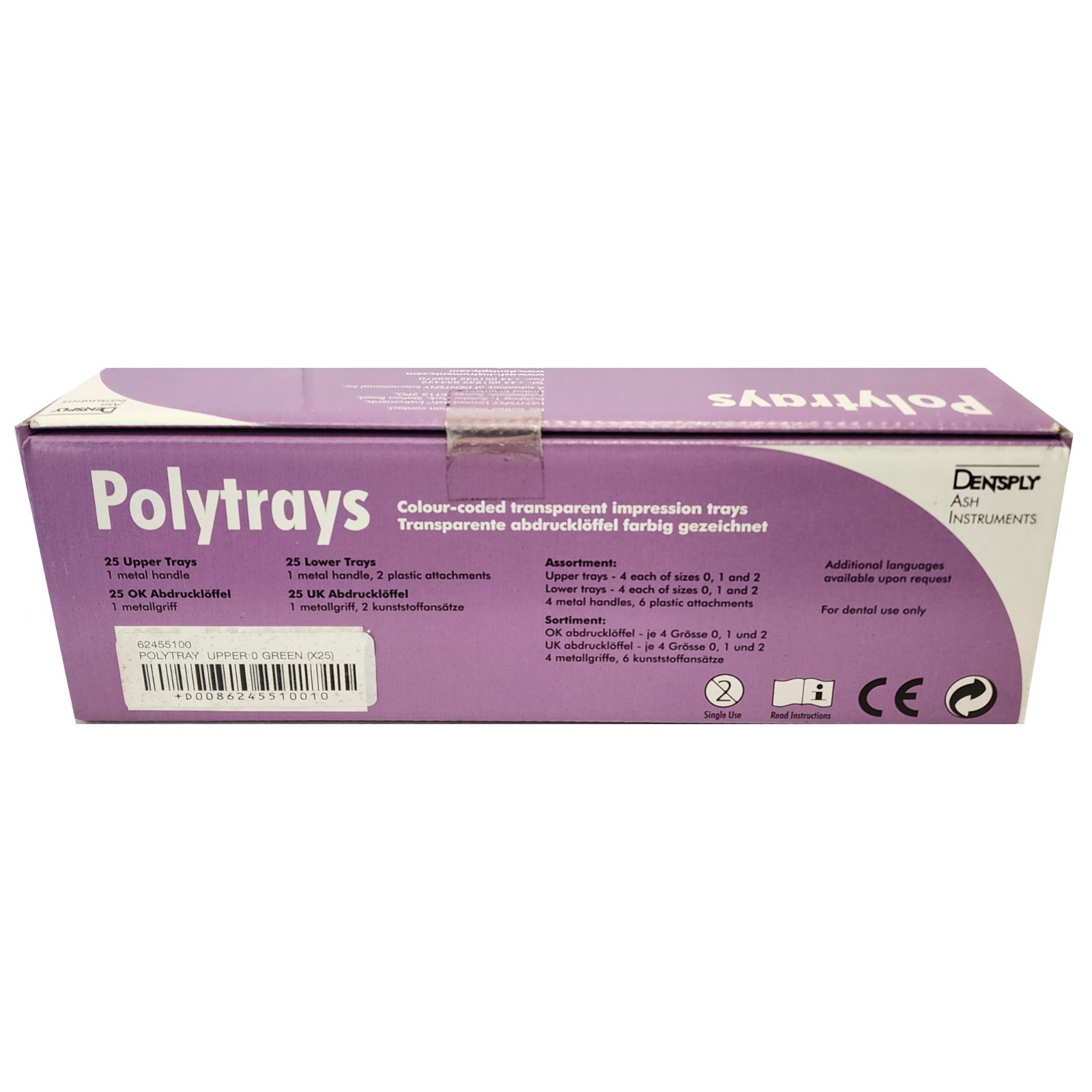 *25-Pack* Dentsply Ash Instruments Polytrays Upper 0 Green Tray 62455100