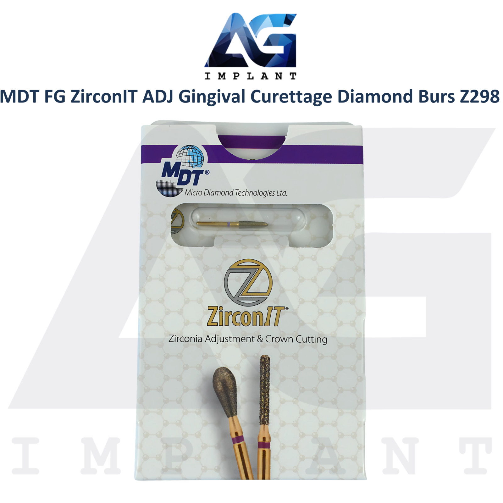 MDT Dental FG ZirconIT ADJ Gingival Curettage Diamond Bur Z298 Crown Cavity Prep