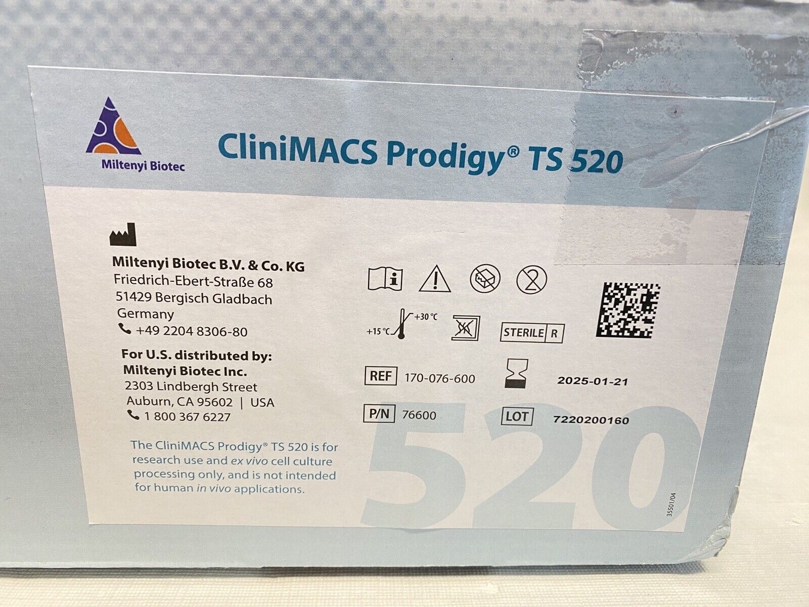 MILTENYI BIOTEC CliniMACS Prodigy TS520 Single-Use Tubing Set 170-076-600