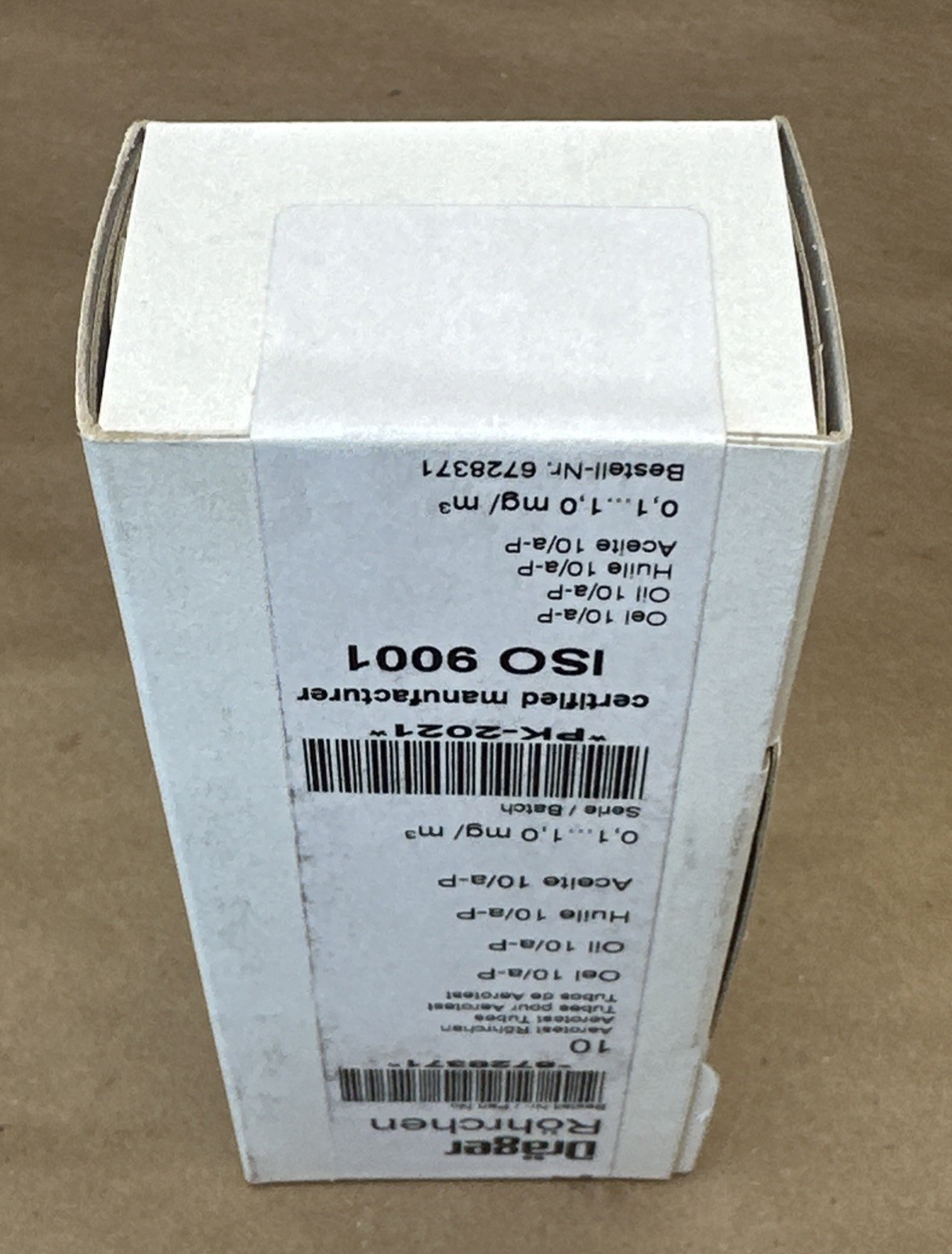 BRAND NEW 10/Box- Drager Rohrchen Aerotest Tubes 6728371 Oil 10/a-P 0.1-1.0mg/m3