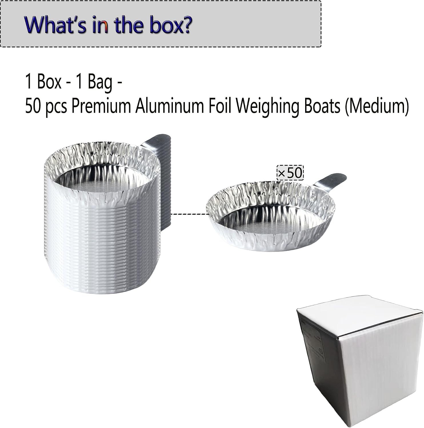 High-Quality Disposable Aluminum Weigh Dishes for Lab & Kitchen Tasks, 50-Count