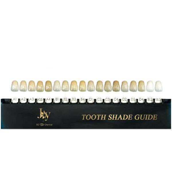 Joy Tooth Shade Guide. 11 Shades A1, A2, A3, A3.5, A4, B1, B2, B3, B14, C1, C2