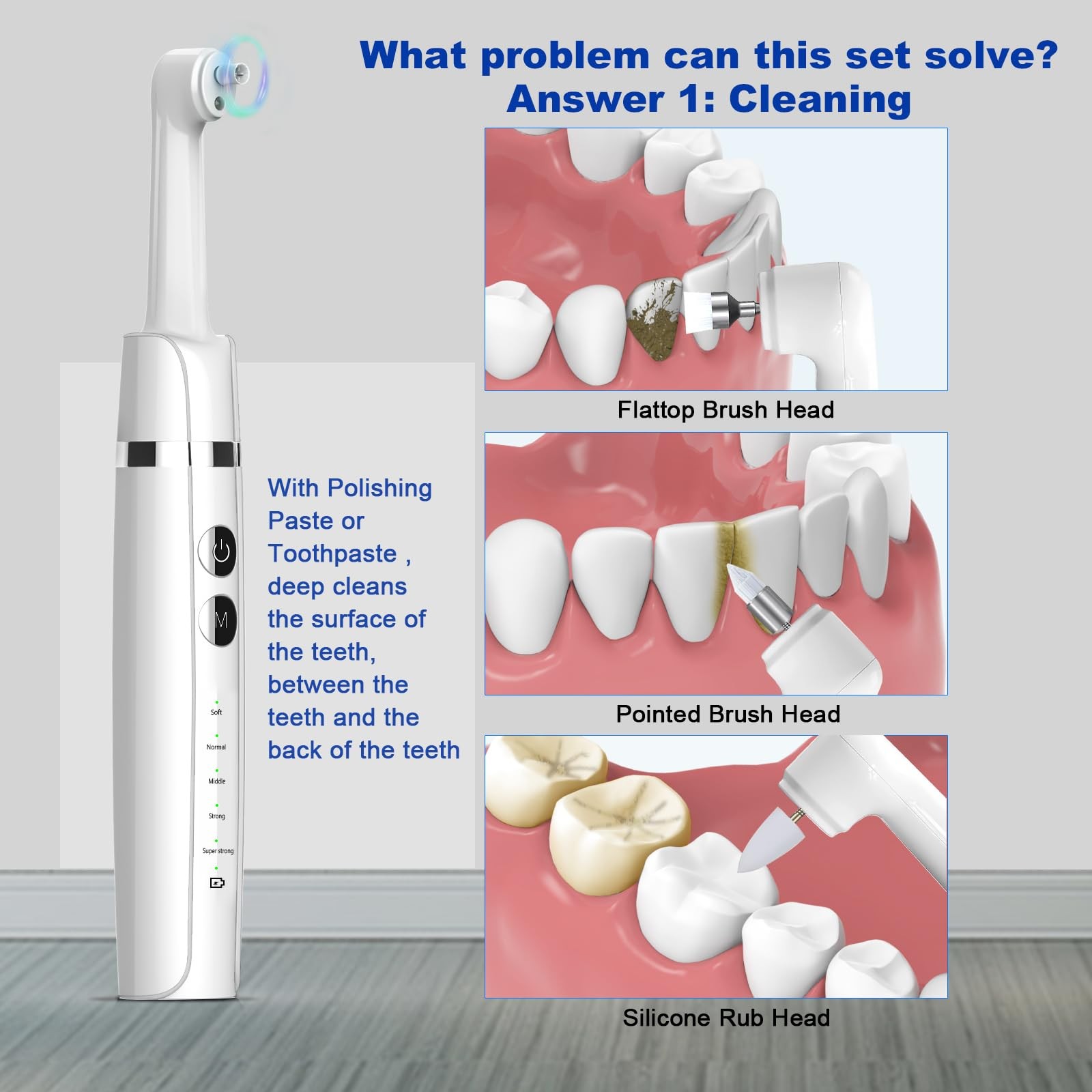 Tooth Polisher,Teeth Polishing Kit for Daily Cleaning,Polishing Then Whitenin…