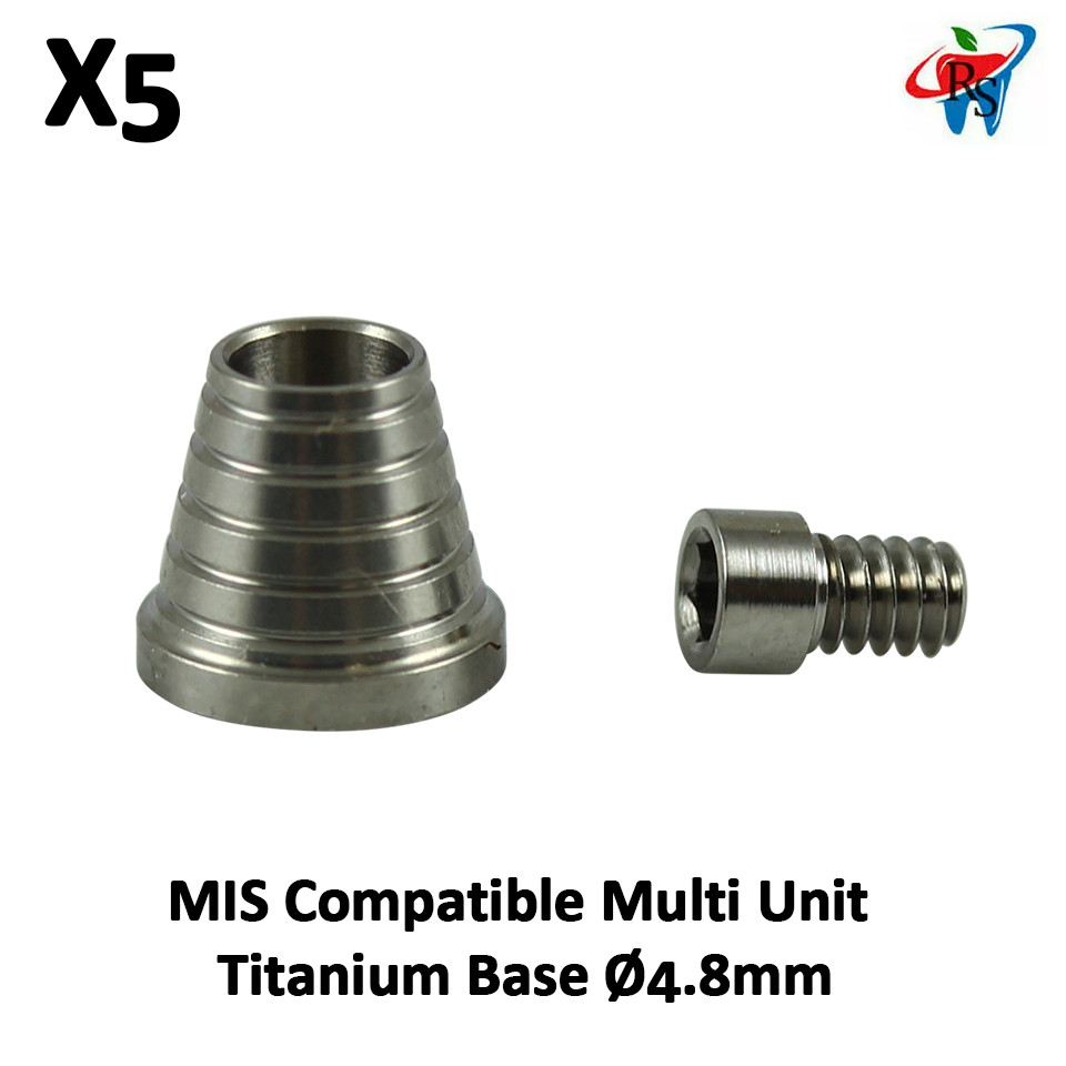 5pcs Dental Titanium Base Ø4.8mm Compatible With MIS Multi Unit System Titanium