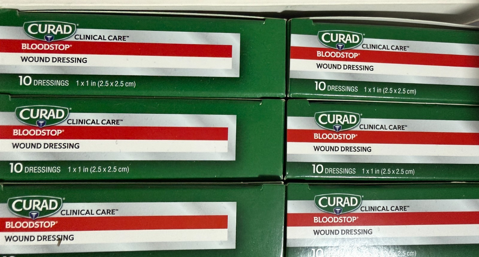 6 Pack CURAD BloodStop Wound Dressing 10 Ct Each Stops Bleeding Fast Sterile