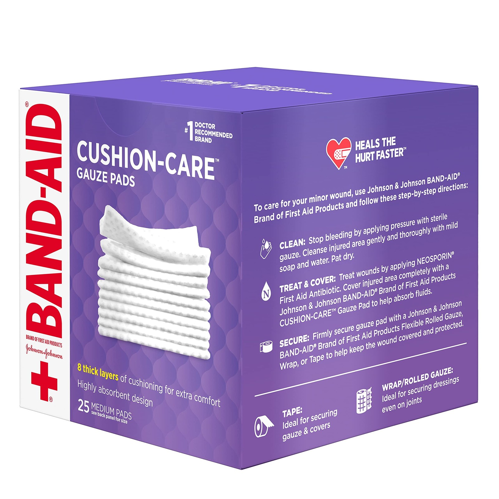 BAND-AID Brand Cushion Care Sterile Gauze Pads for 3×3 Inch (Pack of 25)