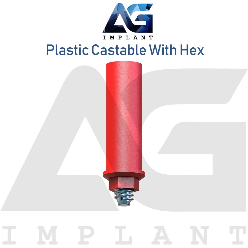 50 Plastic Castable Prosthetic With Hex Hexagon 2.42mm Dental Technicians