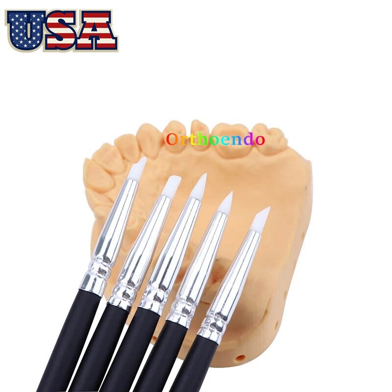 10 Set Dental Composite Resin Veneer Cement Porcelain Brushes Silicone Brush Pen