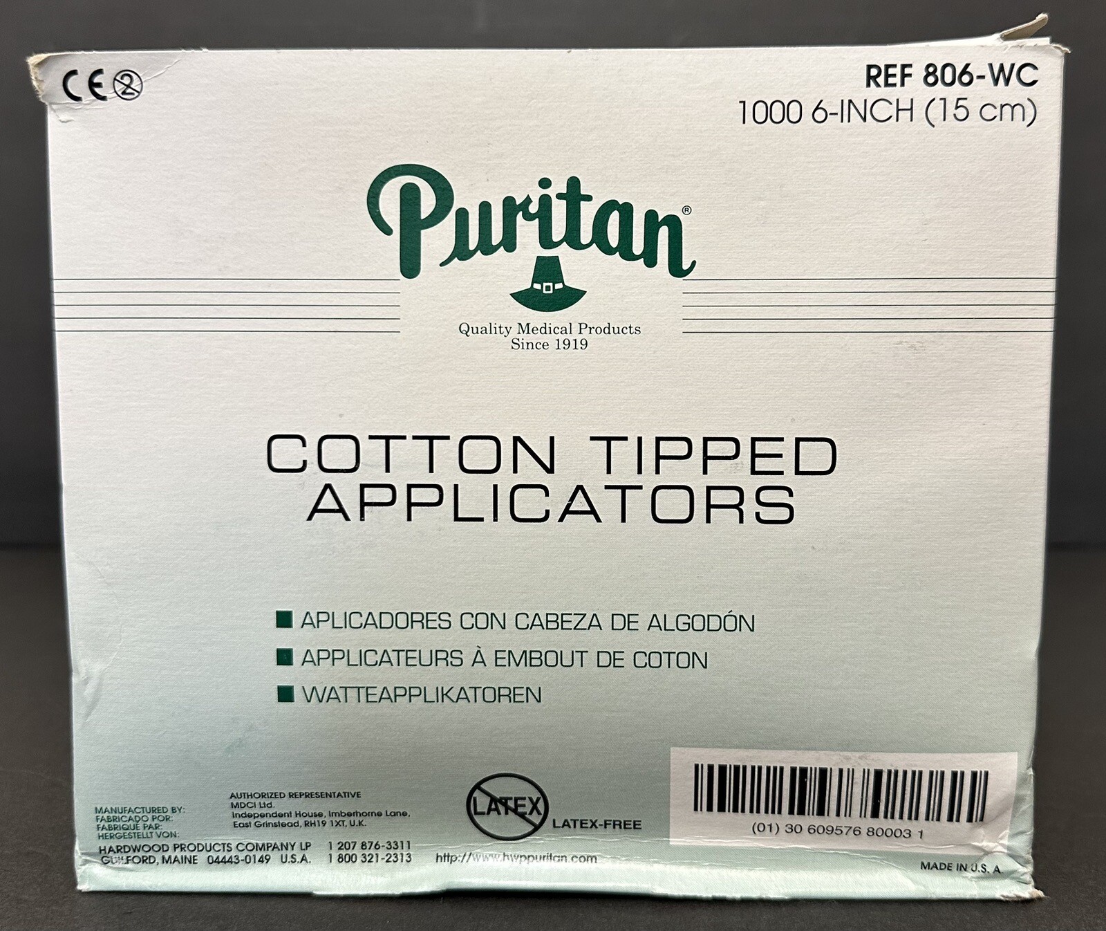 Puritan 806-WC Cotton Tipped Non-Sterile Swabs Applicators 6-Inch Box of 1000
