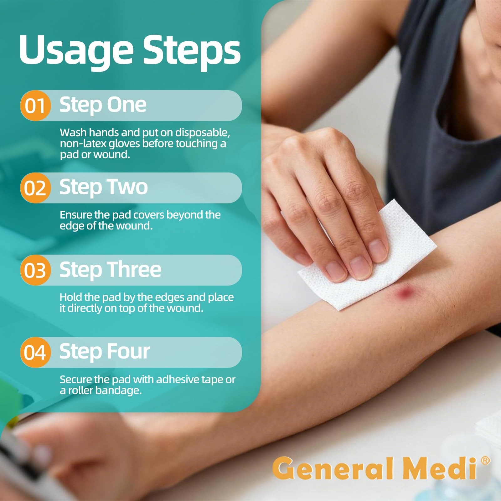 General Medi Sterile Gauze Sponges, 4″ x Non-Woven x (10 x 10 cm)