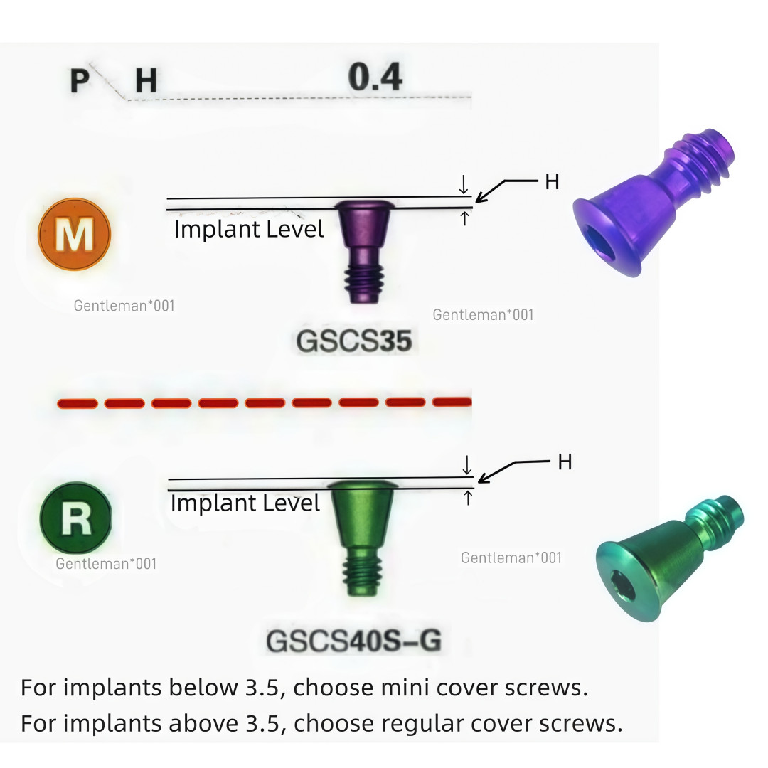 Dental Implan Healing Abutment Caps Cover Screw Mini Regular Platform Titanium