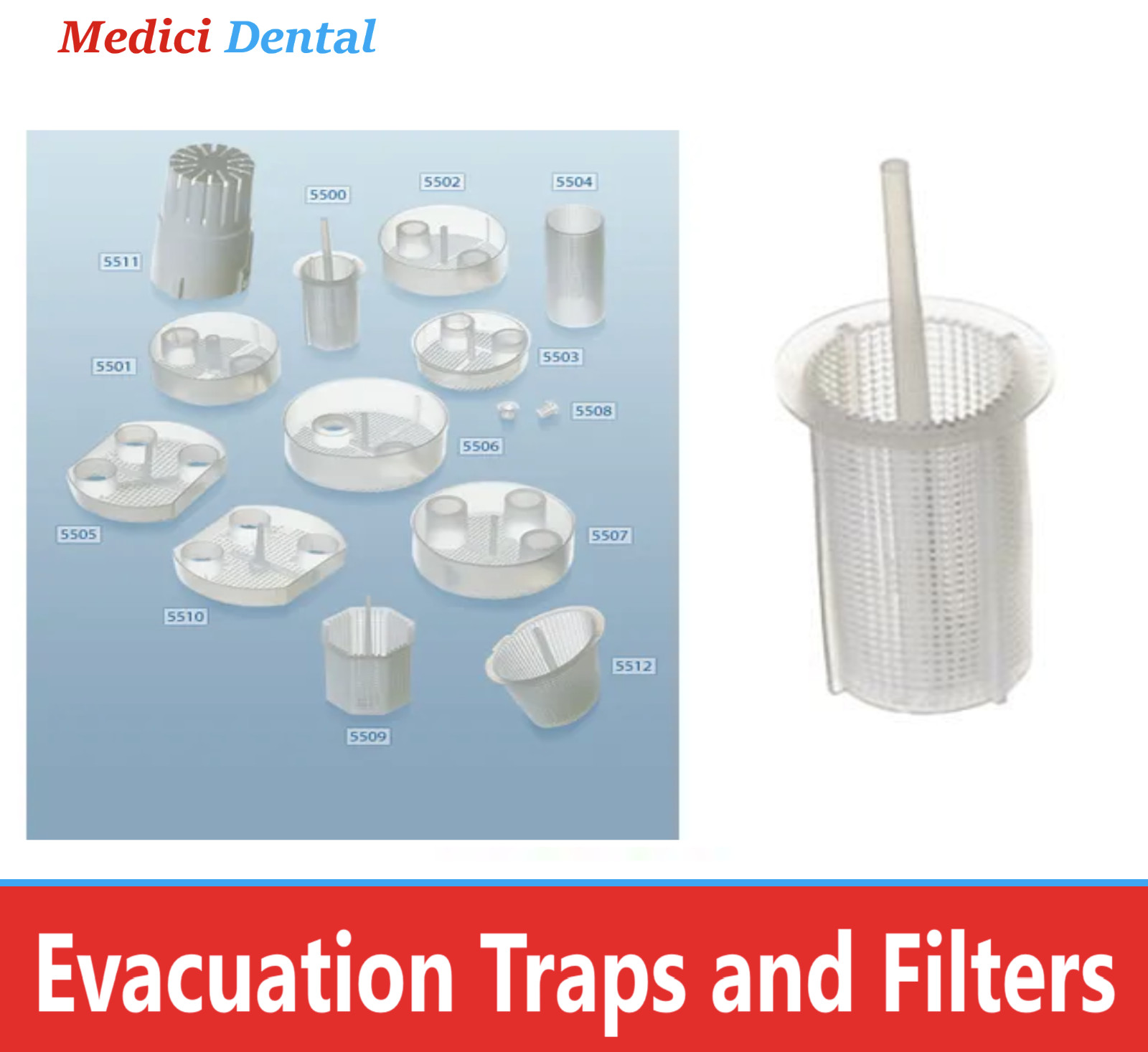 Disposable Evacuation Traps #5501, Diameter 2 1/8″, 144/Box, Fits Adec models