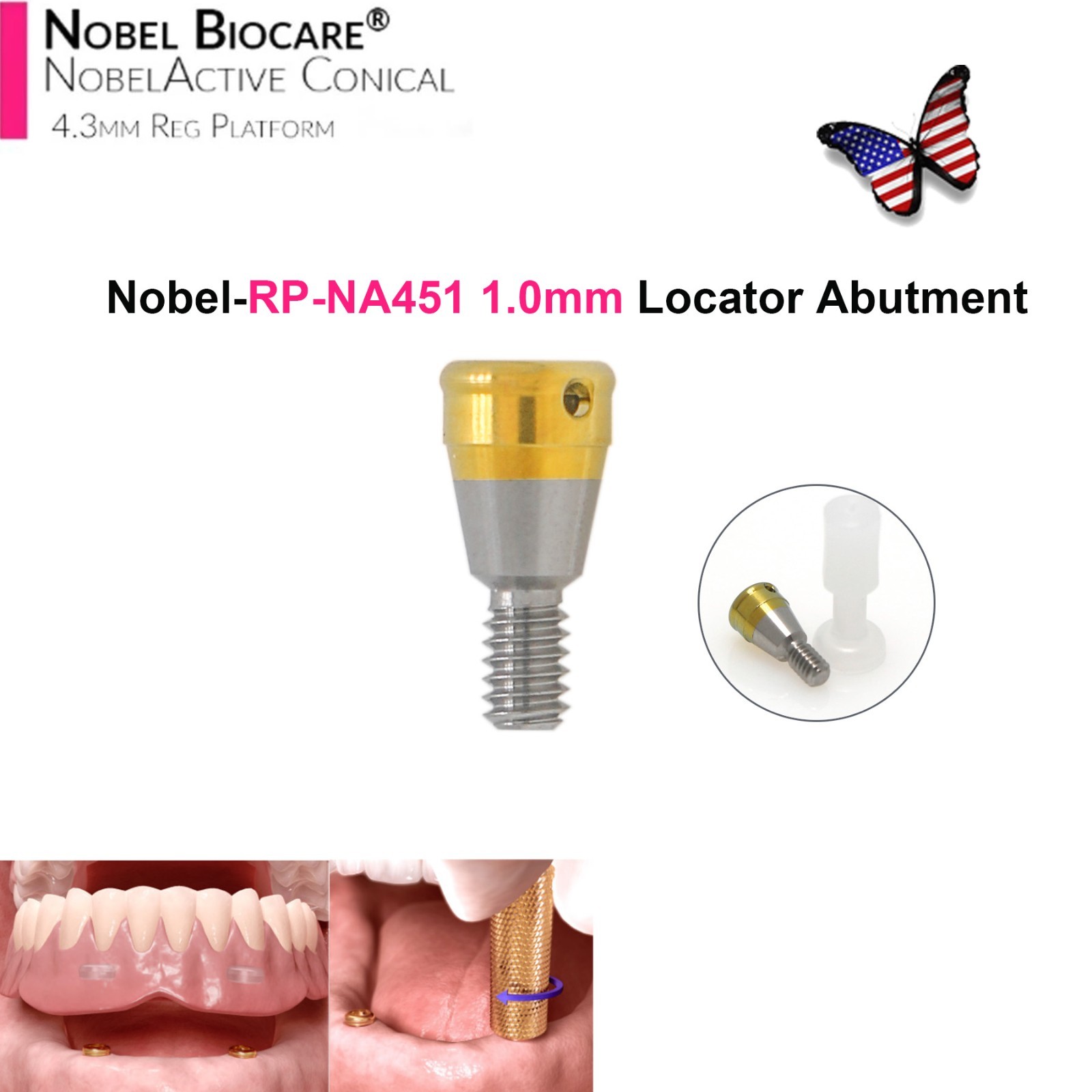US Dental Tapered Locator Overdenture Abutment Fit Hiossen Nobel Biocare Zimmer