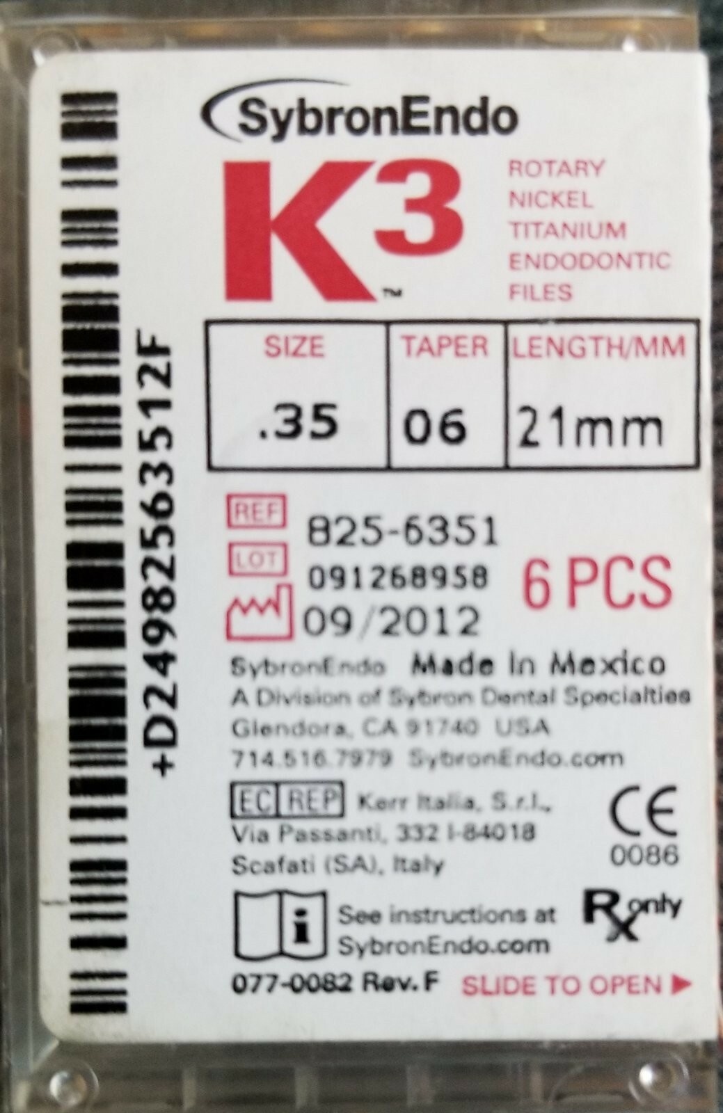 SybronEndo K3 Rotary Files 35/06, 21mm