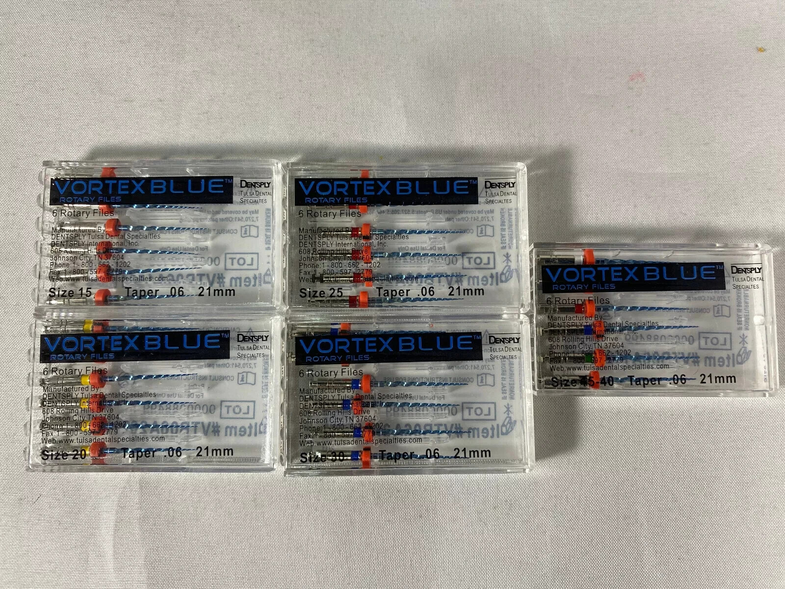 Dentsply Tulsa Dental Vortex Blue 21, 25, 30mm all Taper rotary file (30/pk)