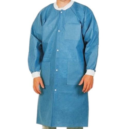 Extra-Safe Lab Coats – Ceil Blue Large 10/Pk. Knee-Length, Light-Weight