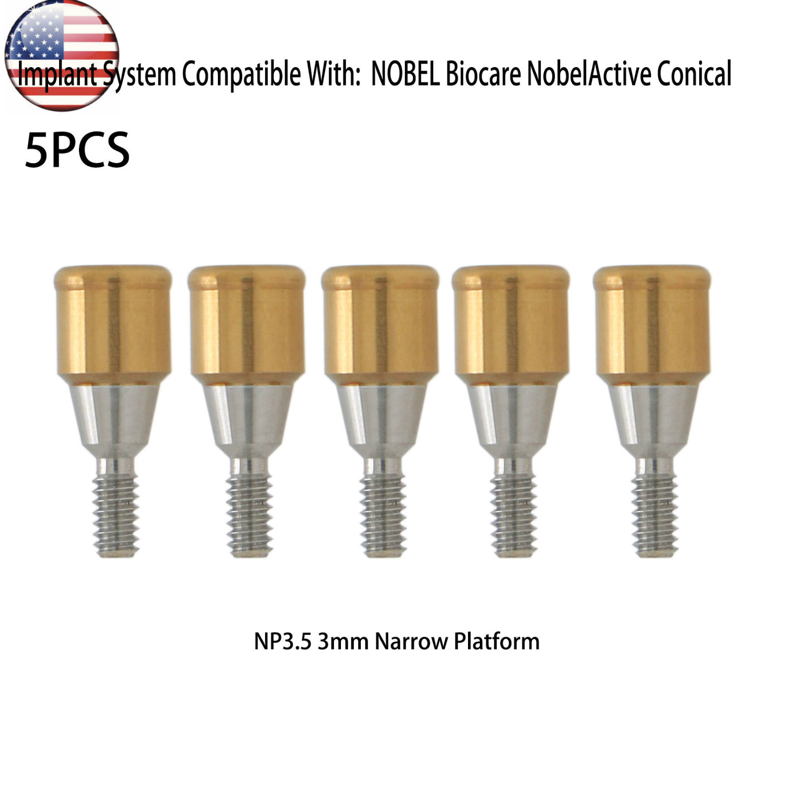 US Dental for Nobel NPØ3.5mm 3mm Locator Attachment Abutments Male Cap Removeble