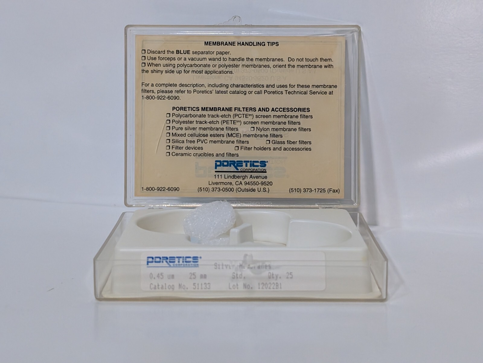 Poretics Corp. 51133 Silver Membrane Filter Discs, 25mm, 0.45μm