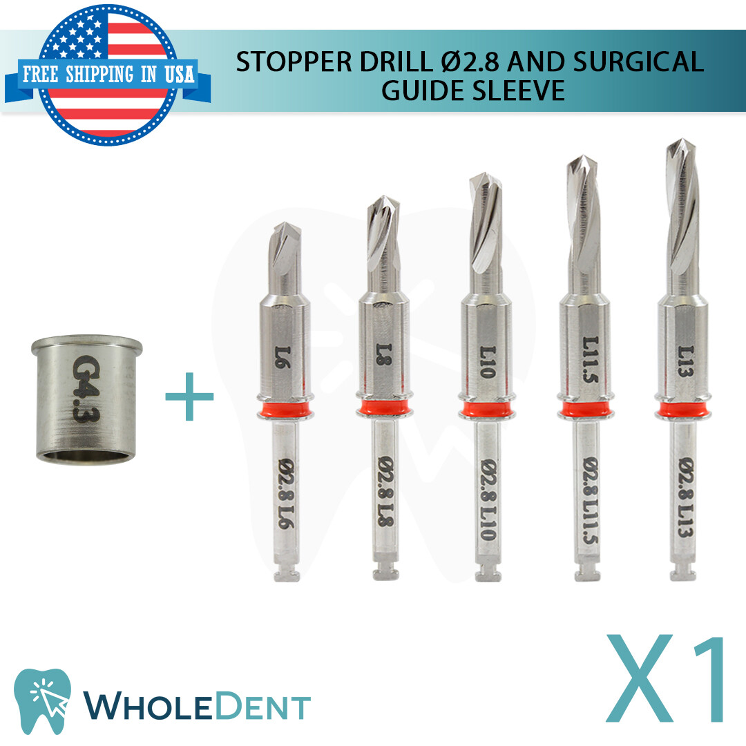 Surgical External Irrigation Stopper Drill Ø2.8 And Guide Sleeve Dental Implant