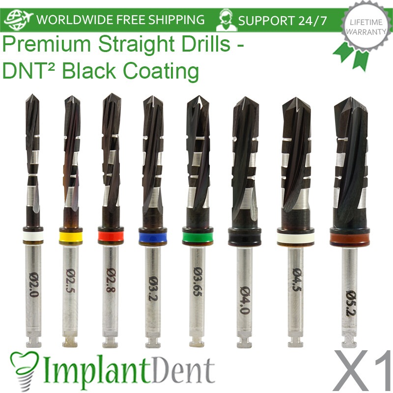1x Dental DLC Straight Drills 16mm External Irrigated Stainless Steel Tool