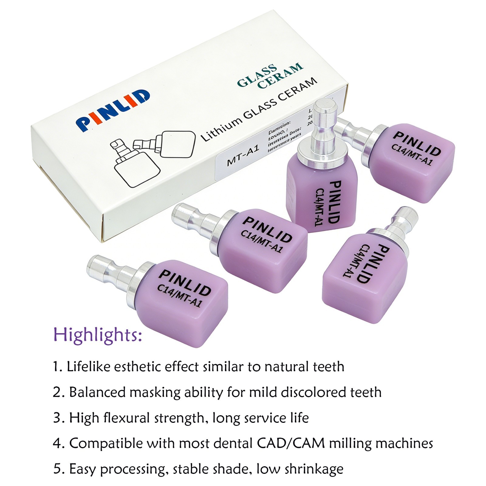 C14/B40/A16 Dental Exam Ceramic Lithium Disilicate Block CAD/CAM for CEREC inLab
