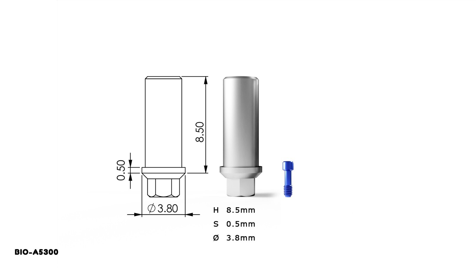 Straight Shoulder Abutment Narrow – Internal Hex system 10 Pack