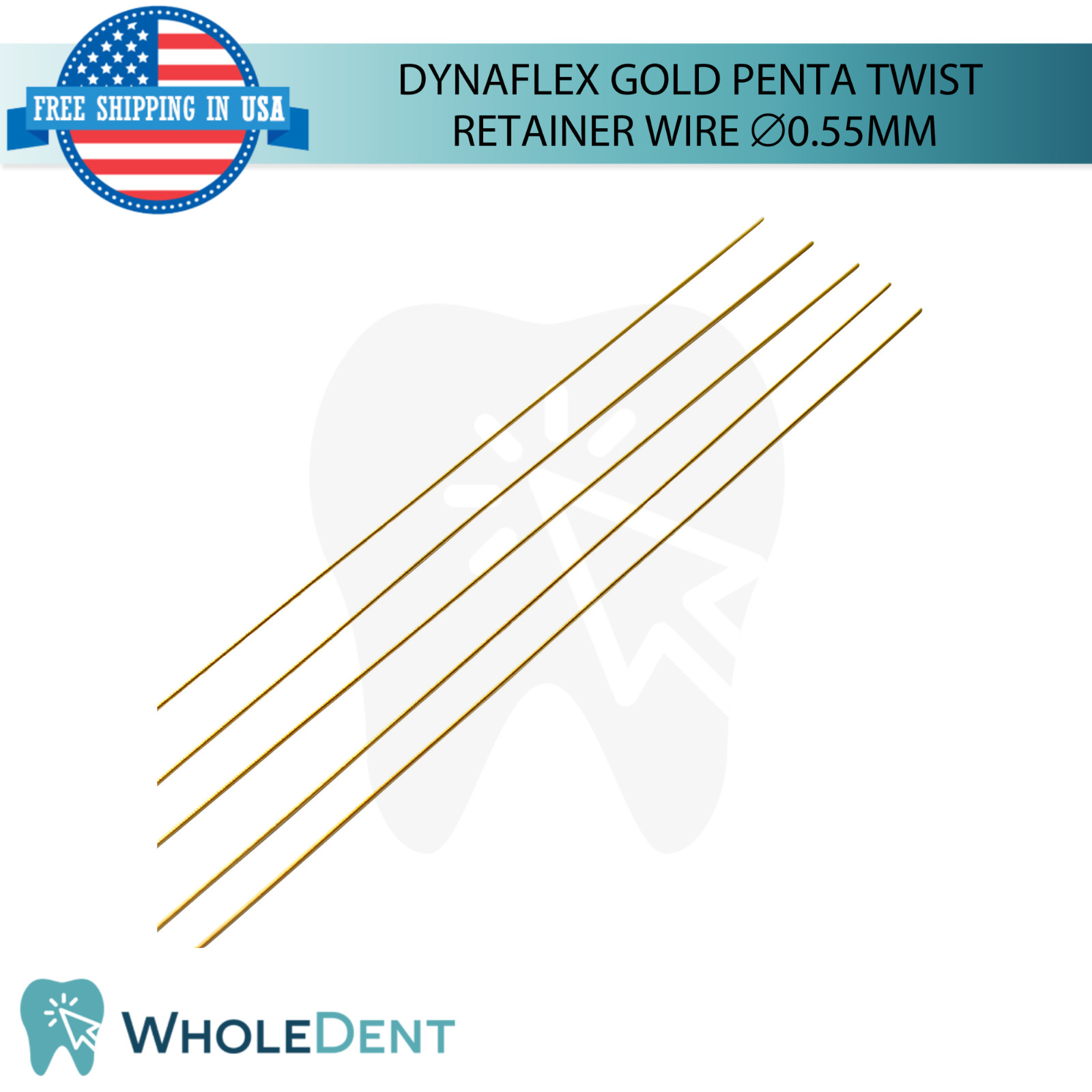 Orthodontic Dental Gold Penta Twist 5 Strands Retainer Wire ⌀0.55mm Retention