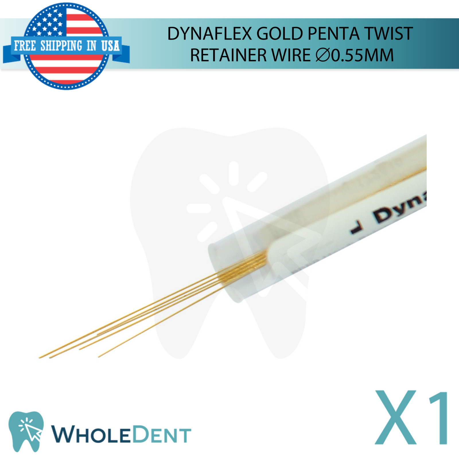 Orthodontic Dental Gold Penta Twist 5 Strands Retainer Wire ⌀0.55mm Retention