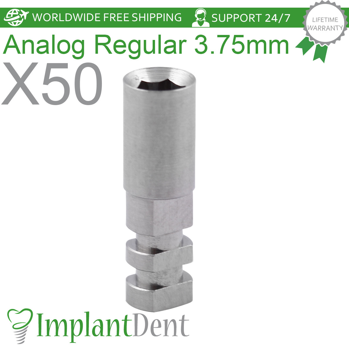 50pcs Analog for Regular Platform 3.75mm Dental Fixture Int Hex Abut ment