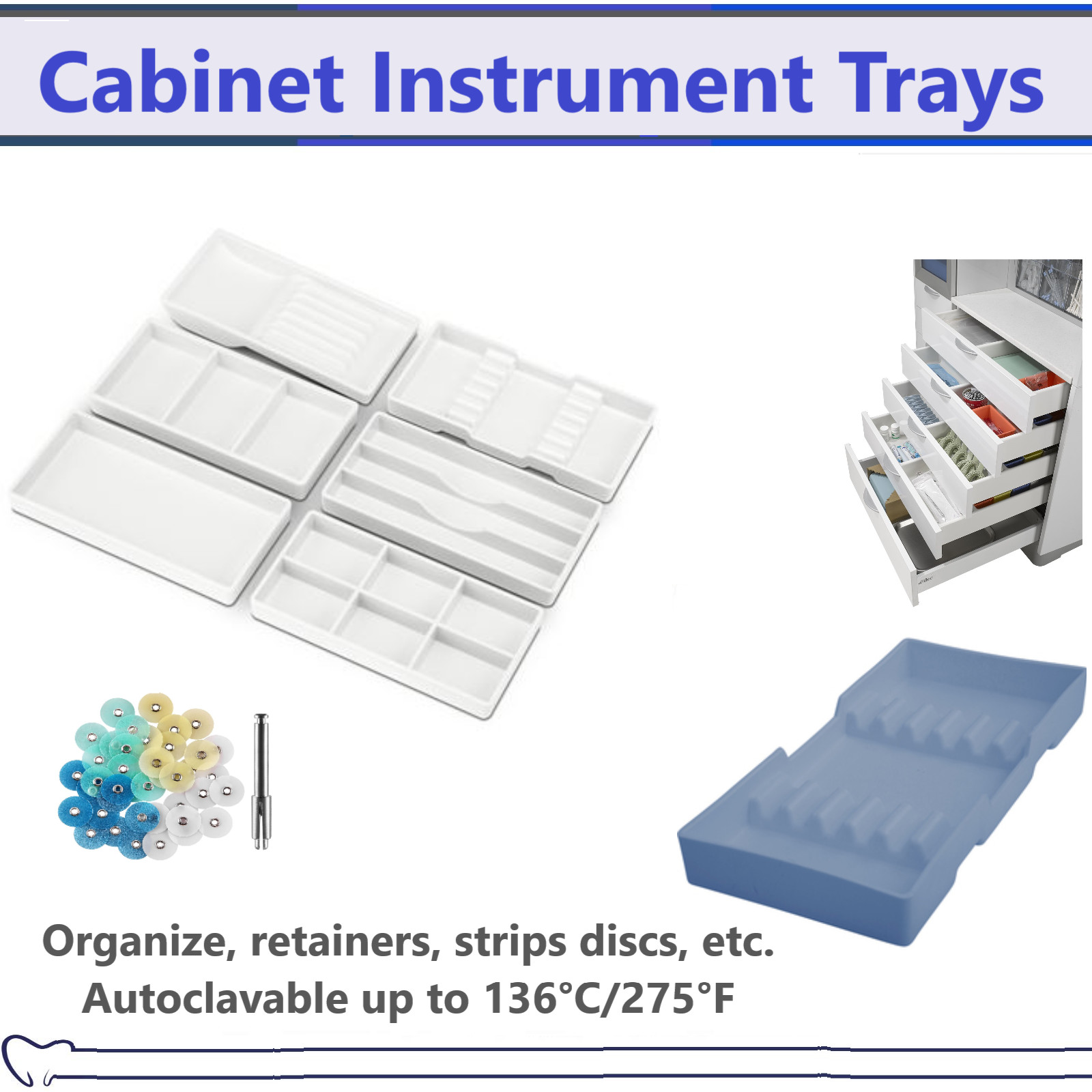 Dental Instrument Tray Cabinet Tray & For Heat Sterilization 270F #17, #19, #16A