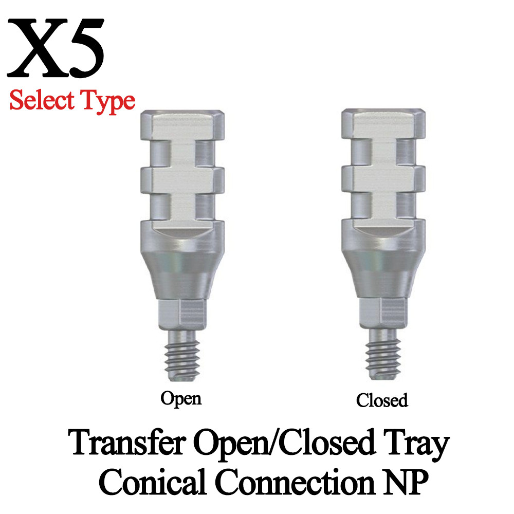 5pcs Dental Conical Connection NP Open/Closed Tray Transfer Titanium Lab Ø3.5mm