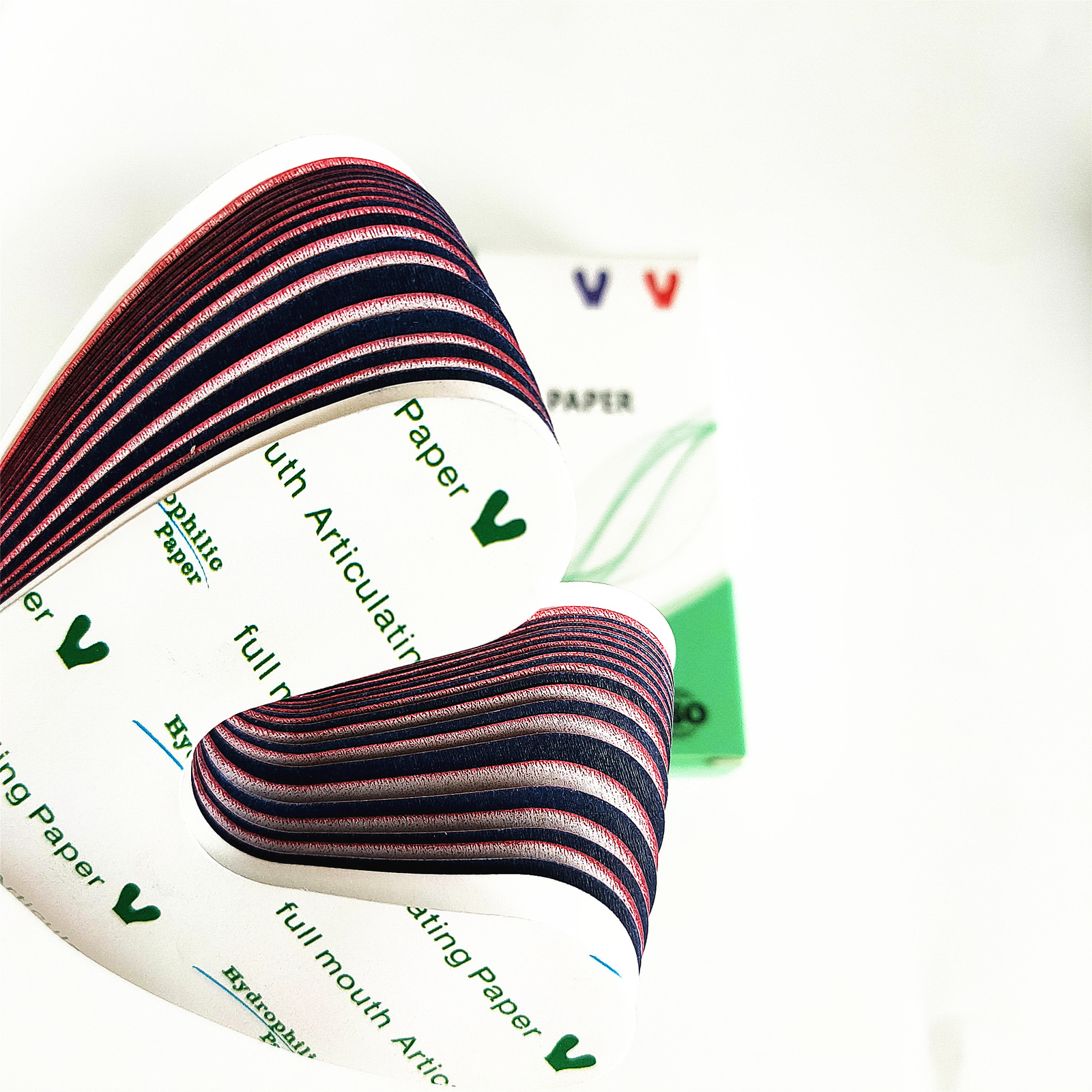 Dental Articulating Paper Horseshoe Thick Strips Blue Red/Green For Denture