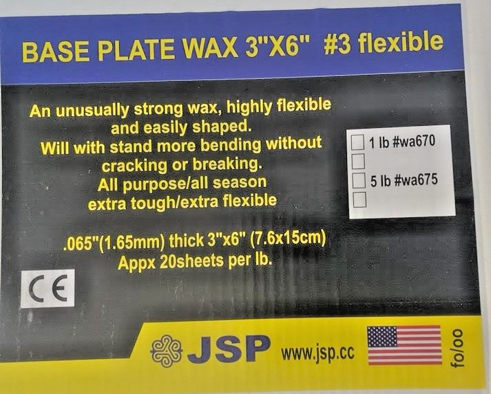 JSP Base Plate Wax 1Lb. Pink, 065″ Thick, 3″ x 6″ (7.6 x 15 cm) sized