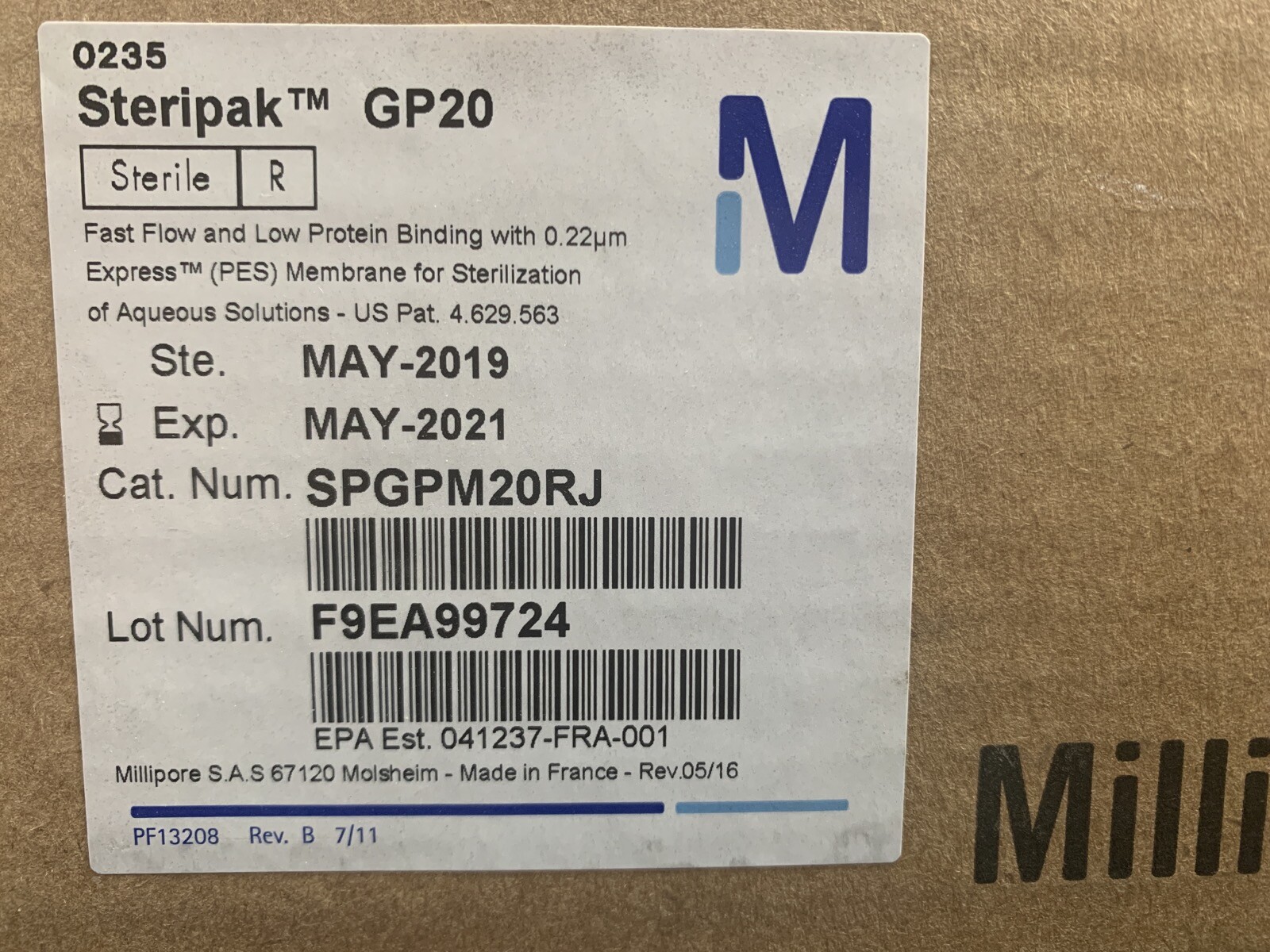 MILLIPORE Steripak 1mL GP Sterile 0.22μm Filter Disposable Units SPGPM20RJ 3/PK