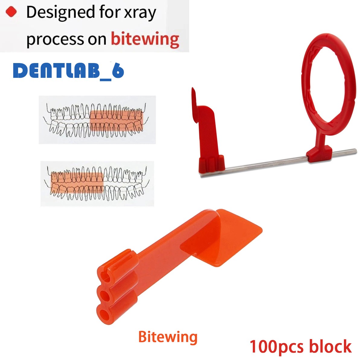 100pcs Dental X-ray Sensor Holder Bitewing Positioning System self-adhesive Red